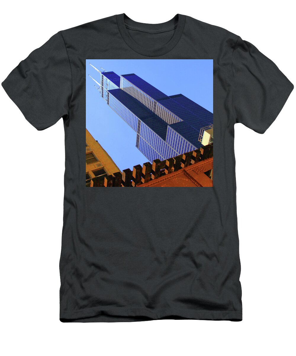 Architecture T-Shirt featuring the photograph Sears Tower Elevated Train Tracks by Patrick Malon
