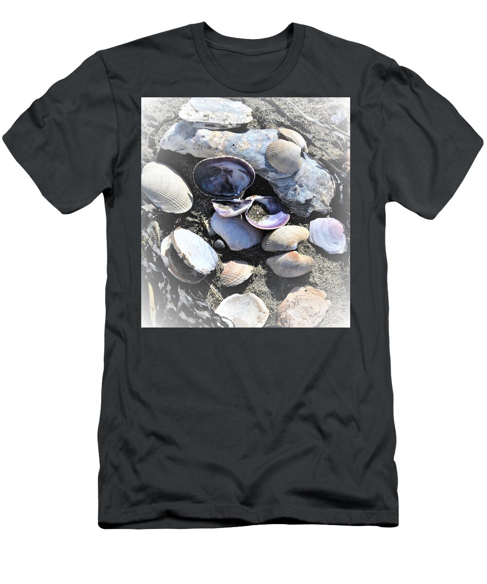 Seashells T-Shirt featuring the photograph Seashells on the Shoreline by James Cousineau