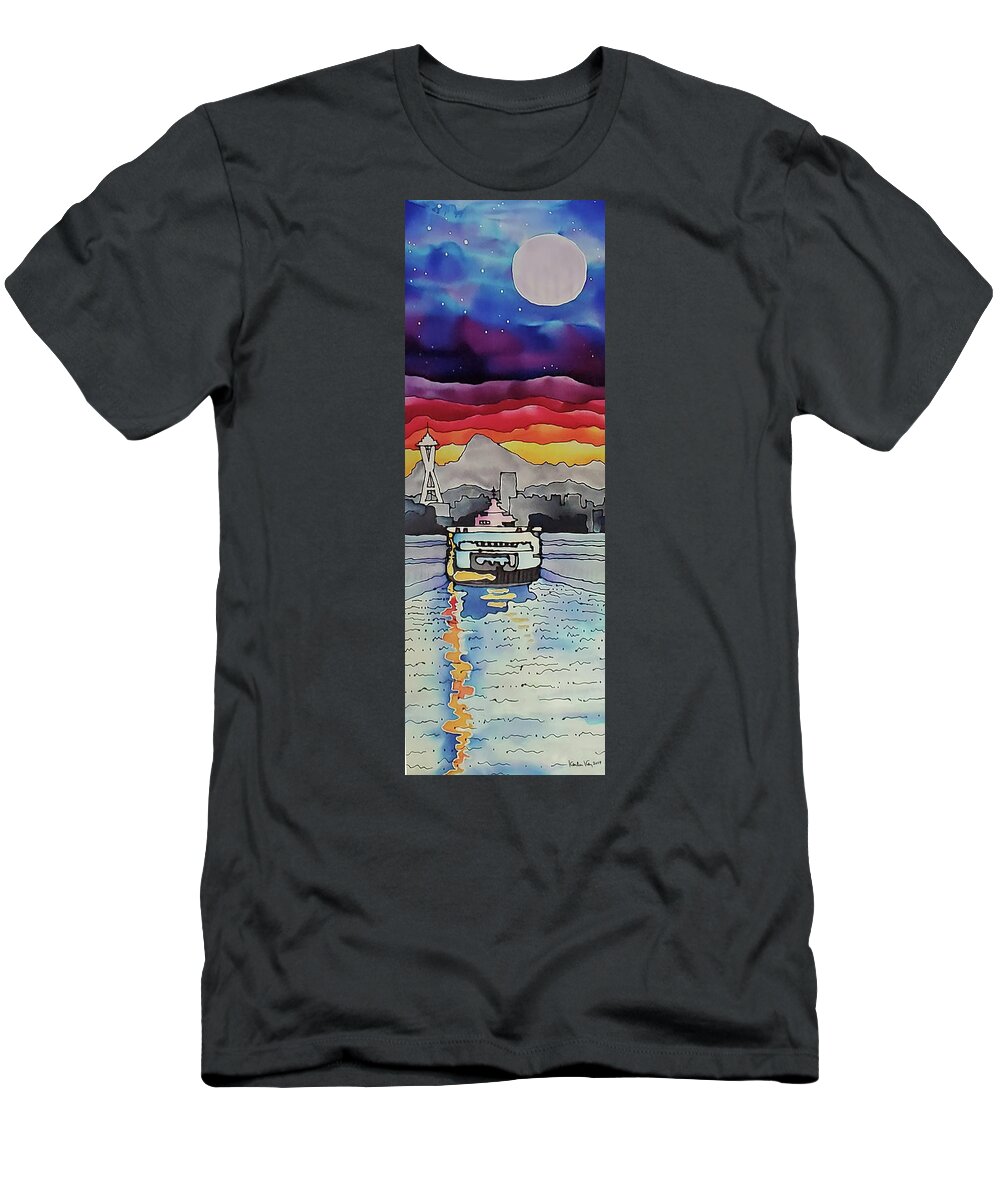 Seattle Ferry T-Shirt featuring the tapestry - textile Seattle Ferry by Karla Kay Benjamin