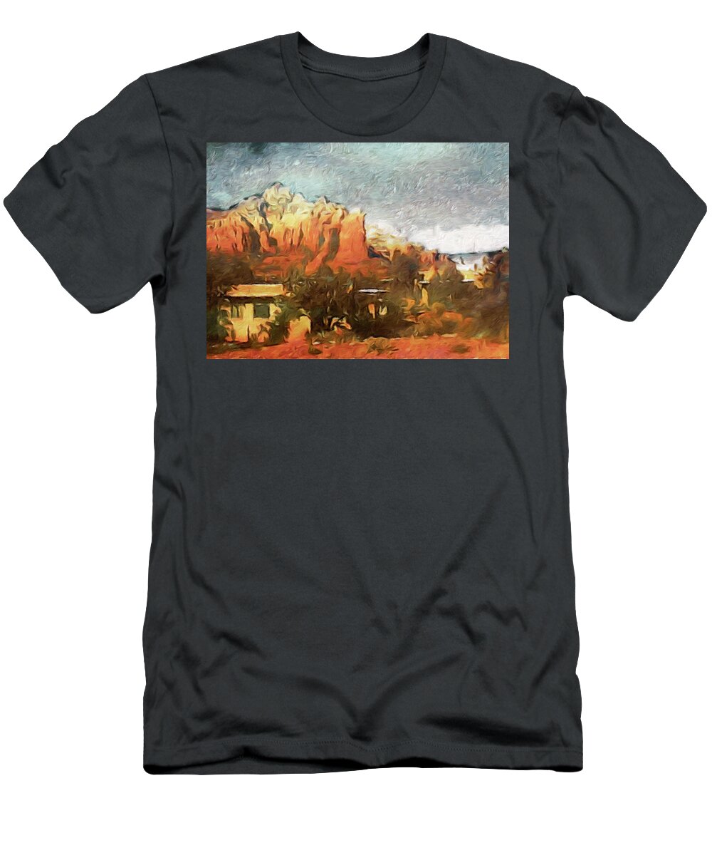 Sedona T-Shirt featuring the painting Sedona by Susan Maxwell Schmidt