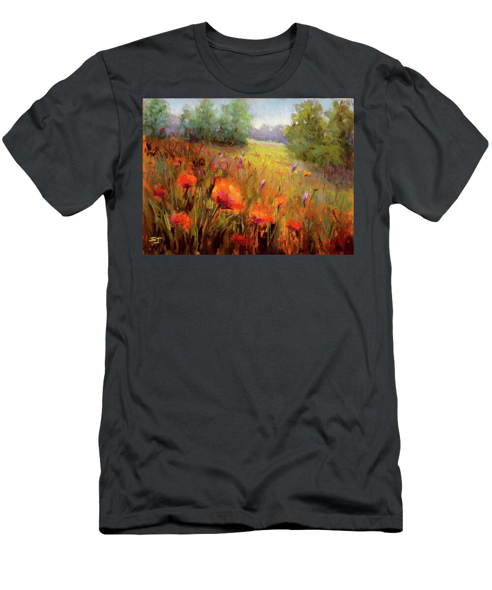 Poppies T-Shirt featuring the painting Seeking His Face by Susan Jenkins