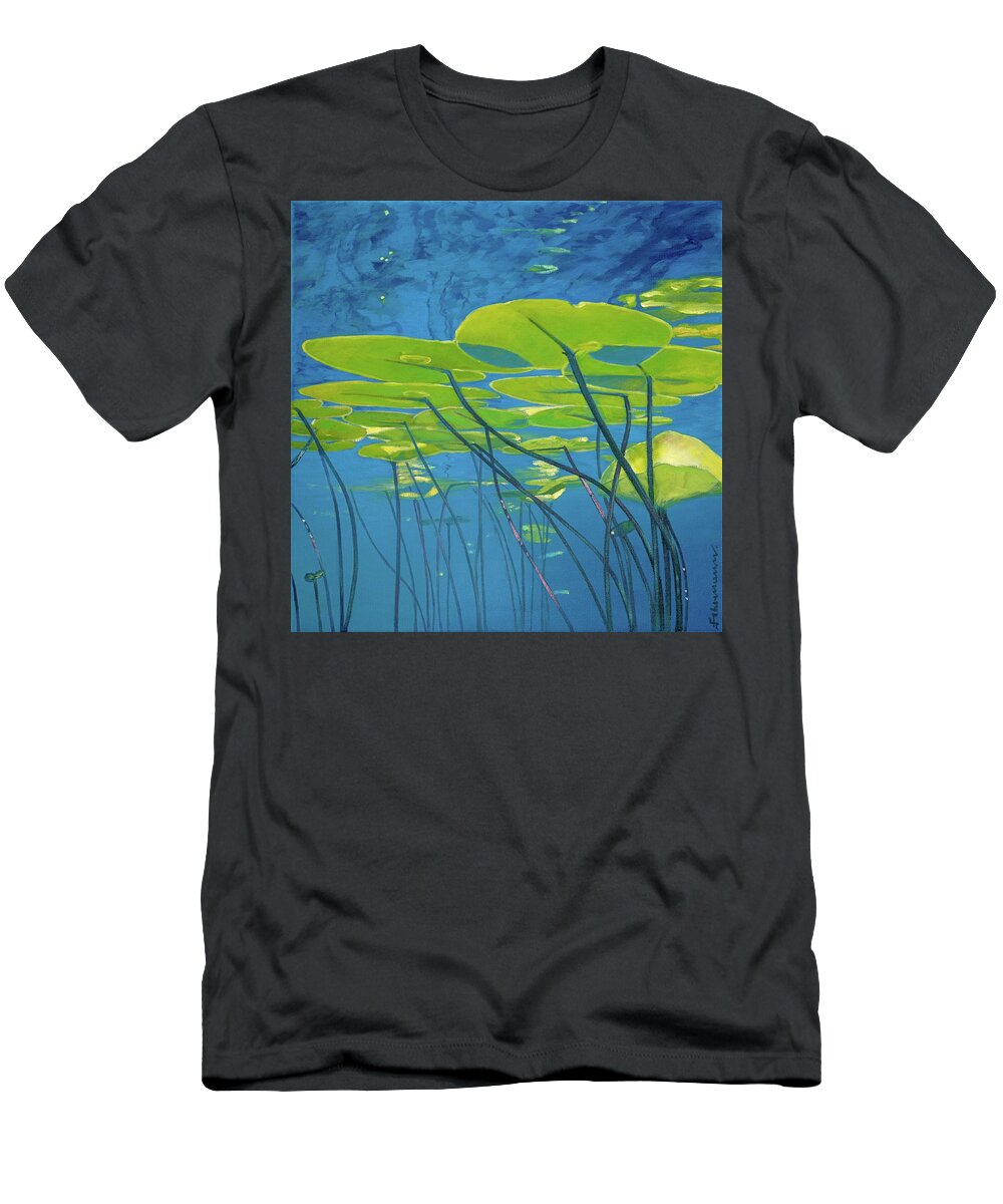 Water Lilies T-Shirt featuring the painting Seerosen, Wasser by Uwe Fehrmann