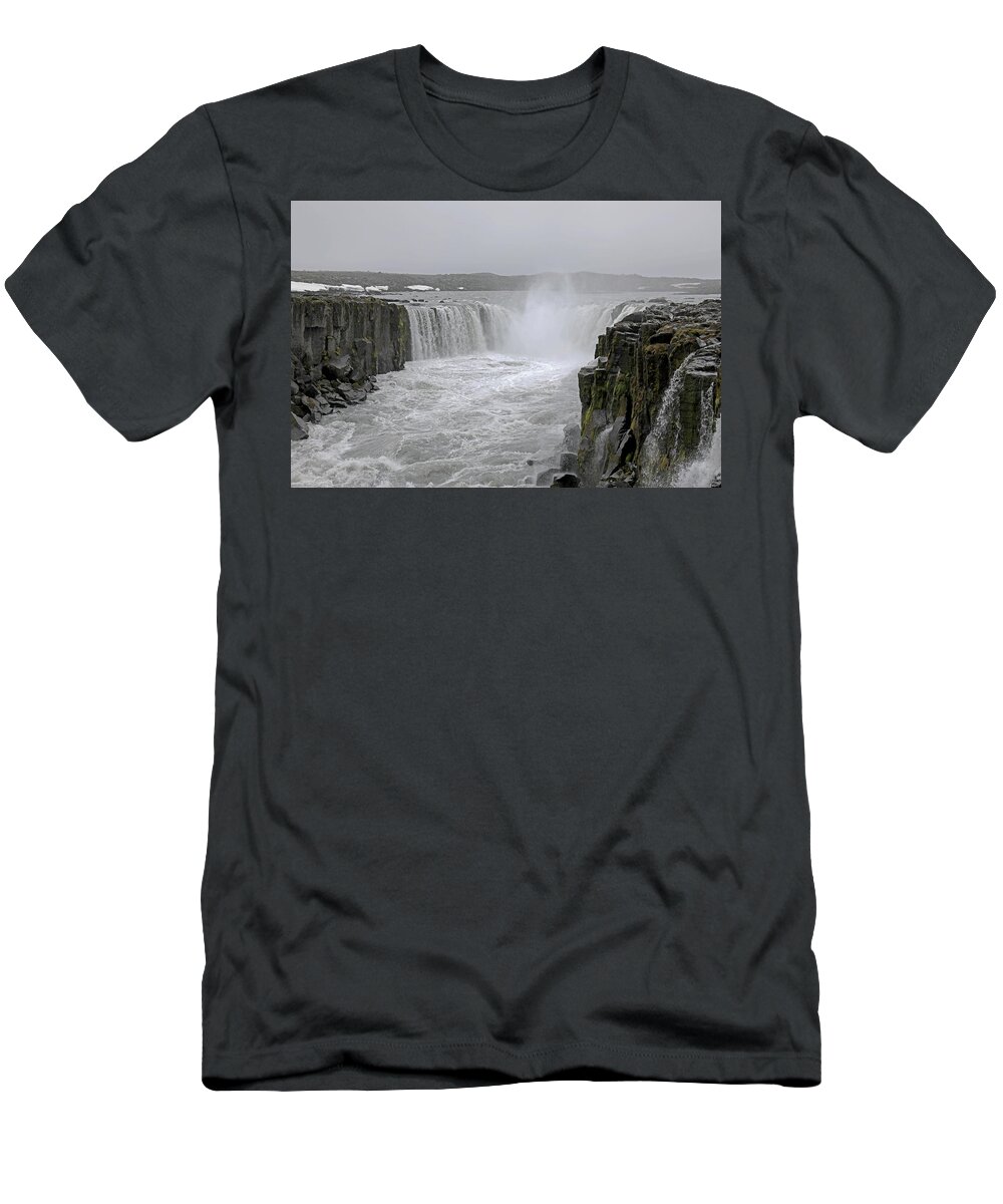 Waterfall T-Shirt featuring the photograph Selfoss Waterfall Iceland by Richard Krebs