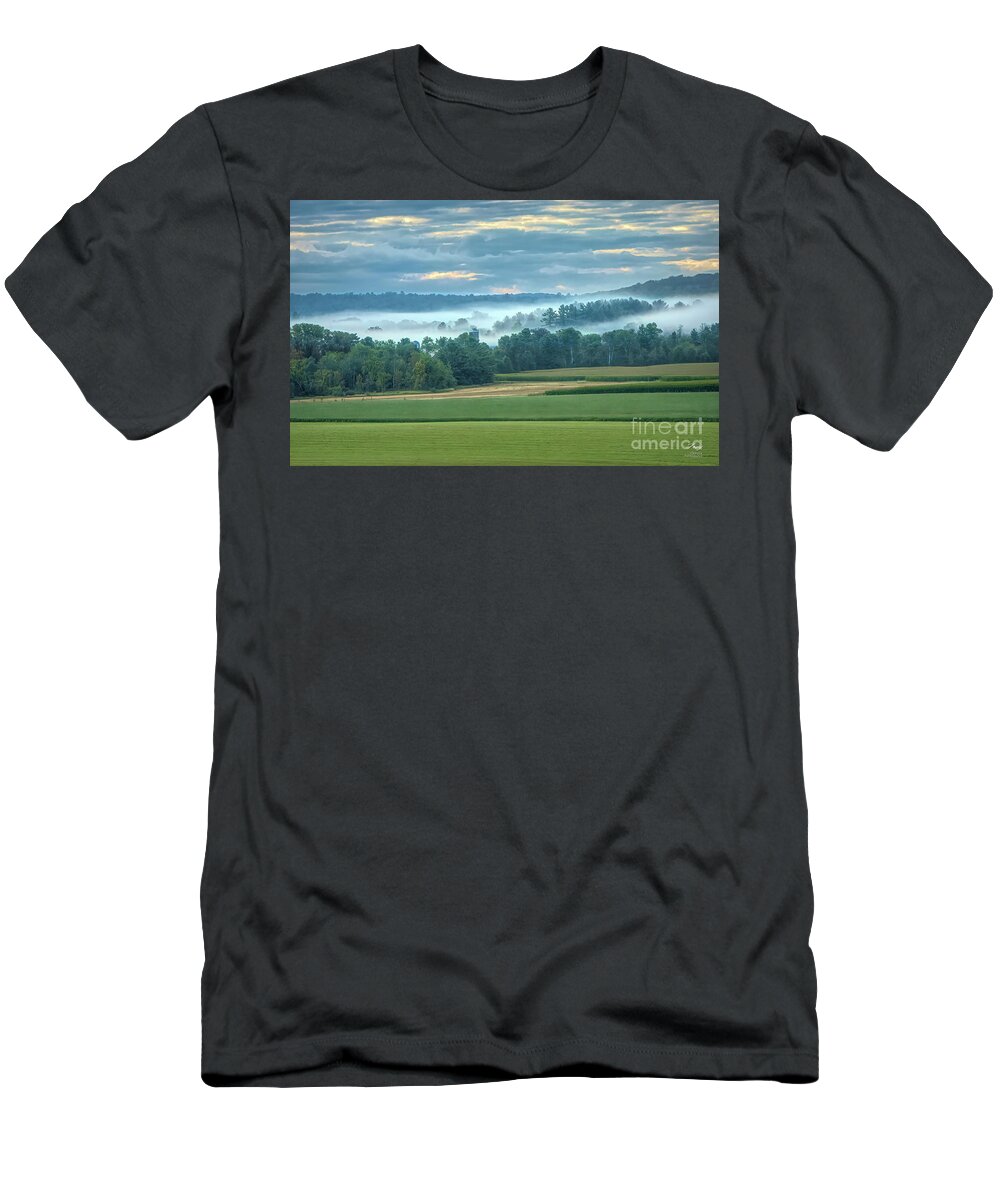 Nature T-Shirt featuring the photograph September Fog on County V by Trey Foerster