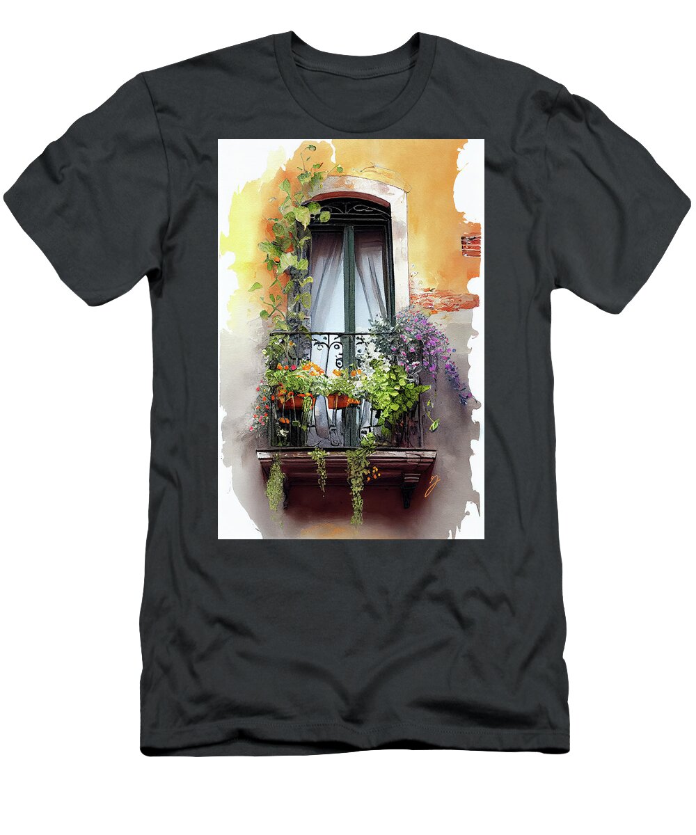 Serenity In Venice T-Shirt featuring the painting Serenity in Venice by Greg Collins