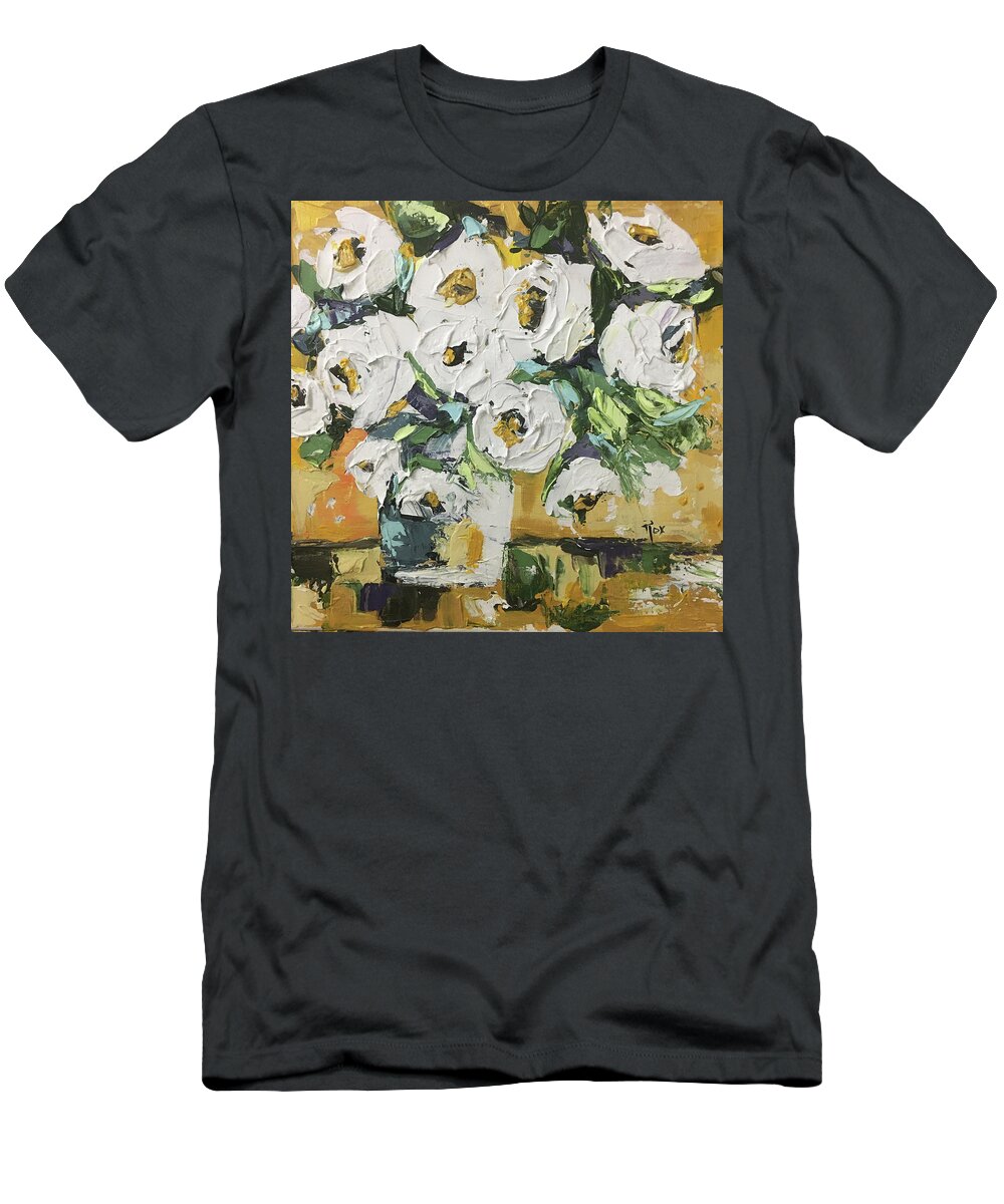 Roses T-Shirt featuring the painting Shabby Roses 3 by Roxy Rich