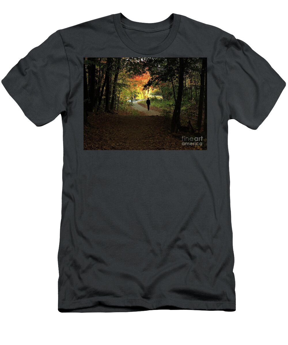 Woods T-Shirt featuring the photograph Shadow Man #1 by Marcia Lee Jones