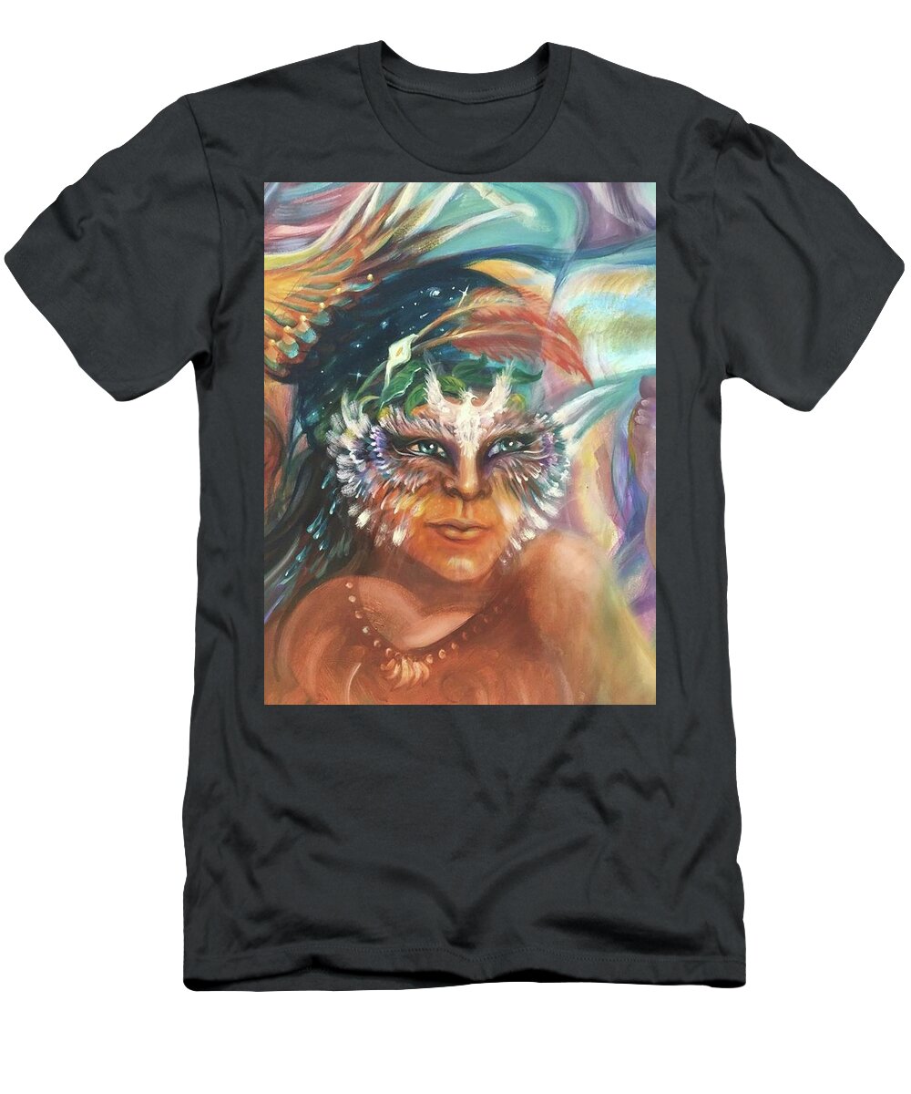 Face Mask T-Shirt featuring the painting Shape Shifter by Sofanya White