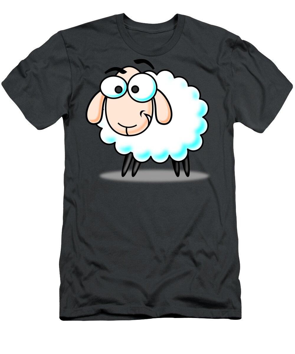 Sheep T-Shirt featuring the digital art Sheep Animal Lamb Happy Smile Mammal by Jeff Creation