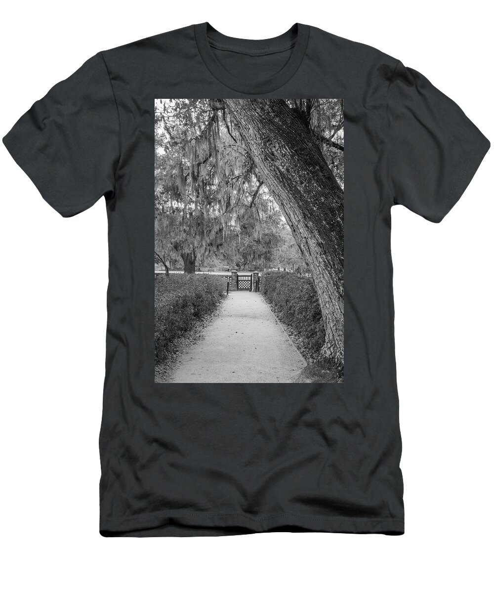 Middleton Place Plantation T-Shirt featuring the photograph Sheltered Gate by Cindy Robinson