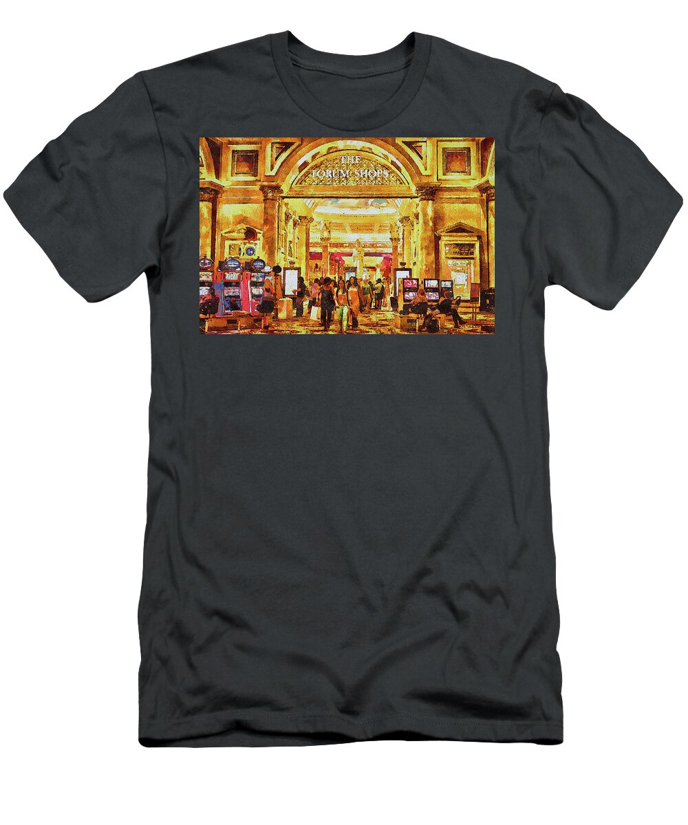 Shoppers T-Shirt featuring the photograph Shoppers and Gamblers Las Vegas by Tatiana Travelways