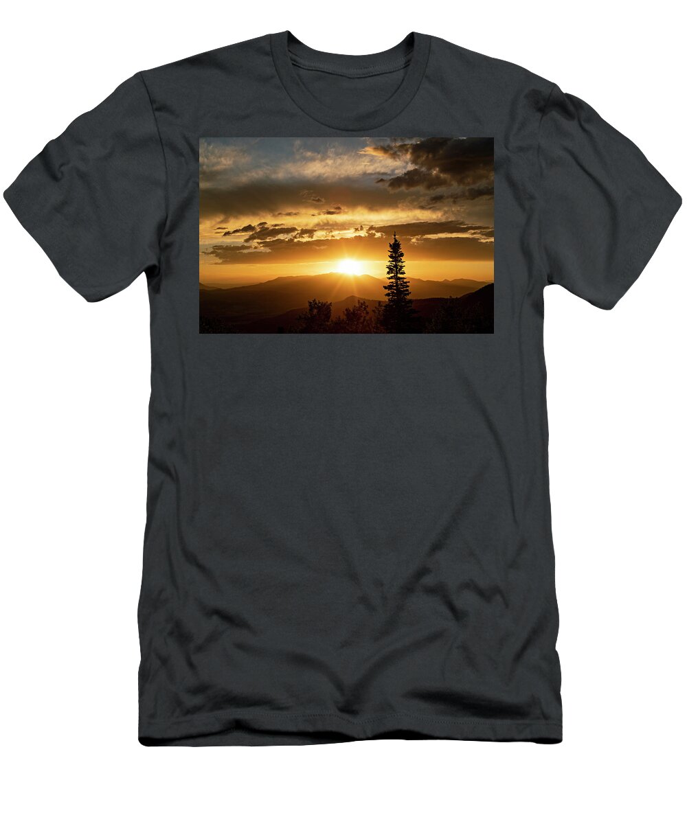 Sunset T-Shirt featuring the photograph Single Tree Sunset by Wesley Aston