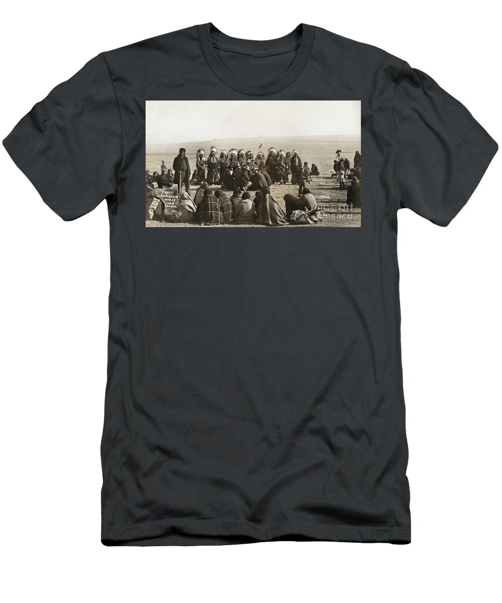 1908 T-Shirt featuring the photograph SIOUX DANCERS, c1908 by Solomon Butcher