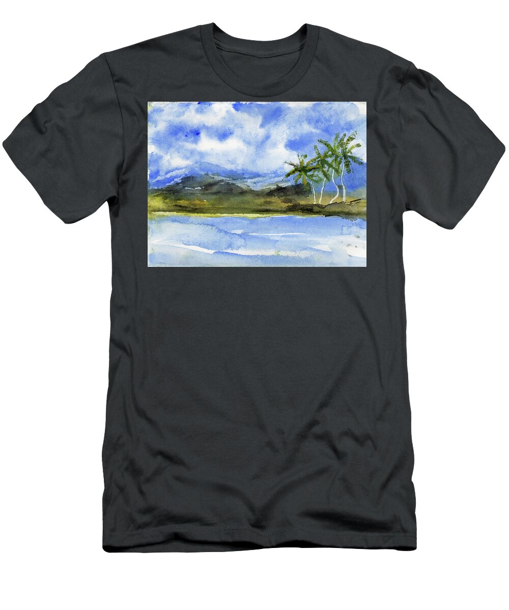 Desert T-Shirt featuring the painting Sir Bani Yas Island, American Emirates by Randy Sprout