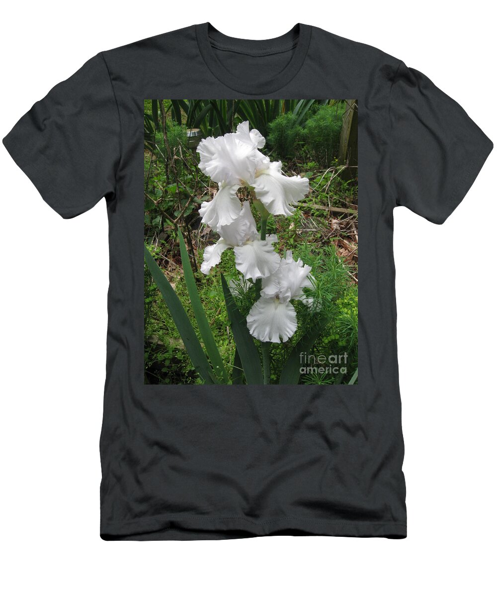 Iris T-Shirt featuring the photograph Skating Party White Iris by Catherine Ludwig Donleycott