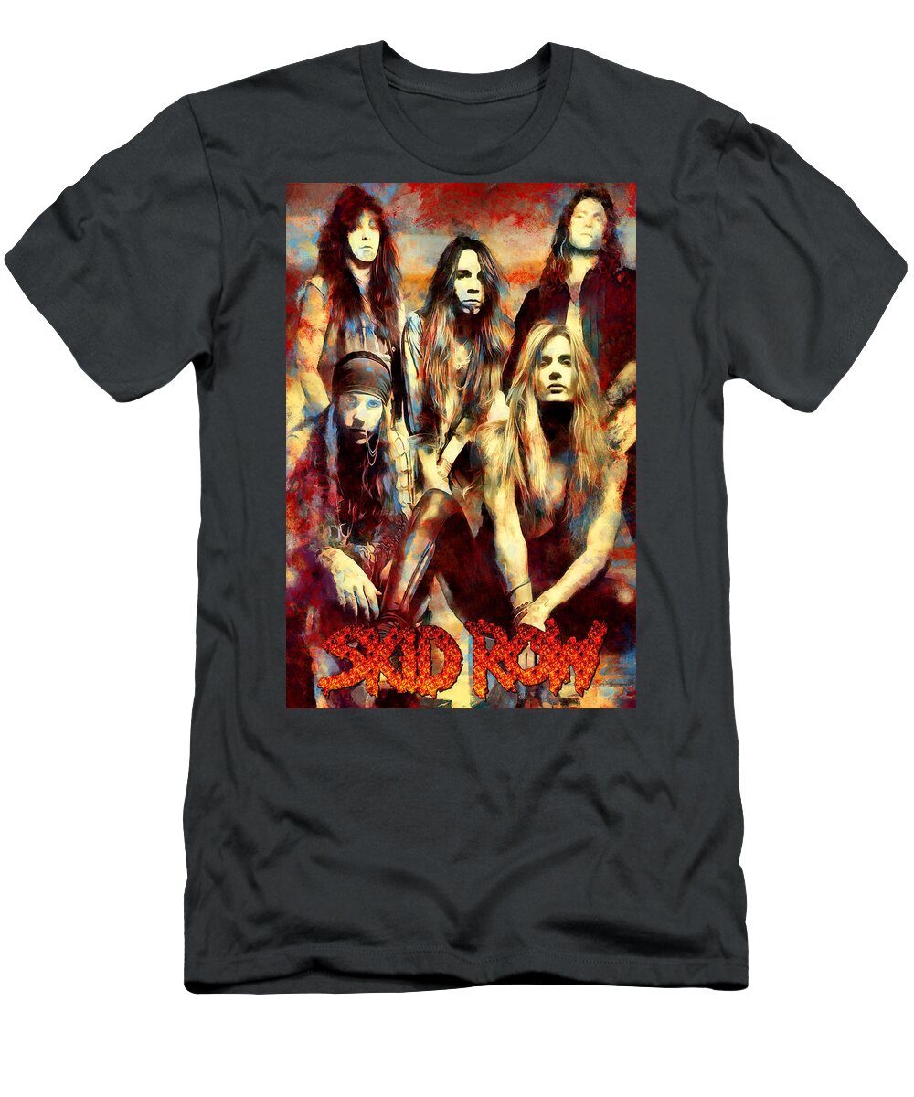 Skid Row Rock Band T-Shirt featuring the mixed media Skid Row Art Mudkicker by The Rocker Chic