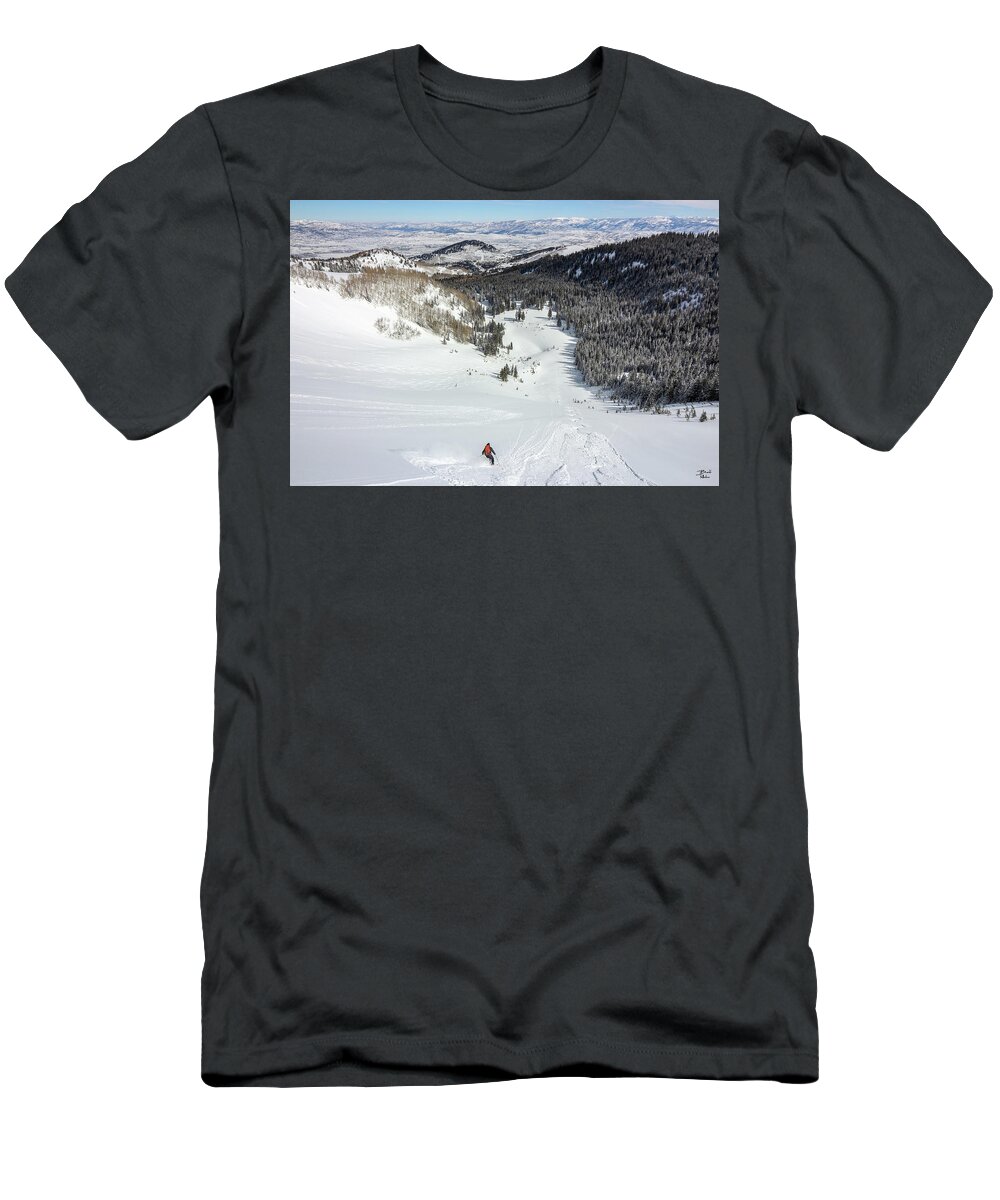 Utah T-Shirt featuring the photograph Skiing Park City Ridgeline - South Monitor by Brett Pelletier
