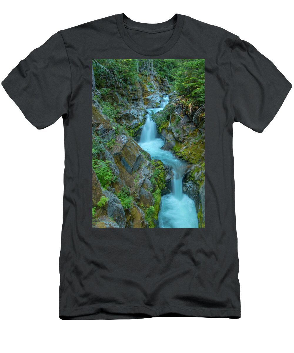 Mt Rainier T-Shirt featuring the photograph Slip, Sliding Away by Doug Scrima