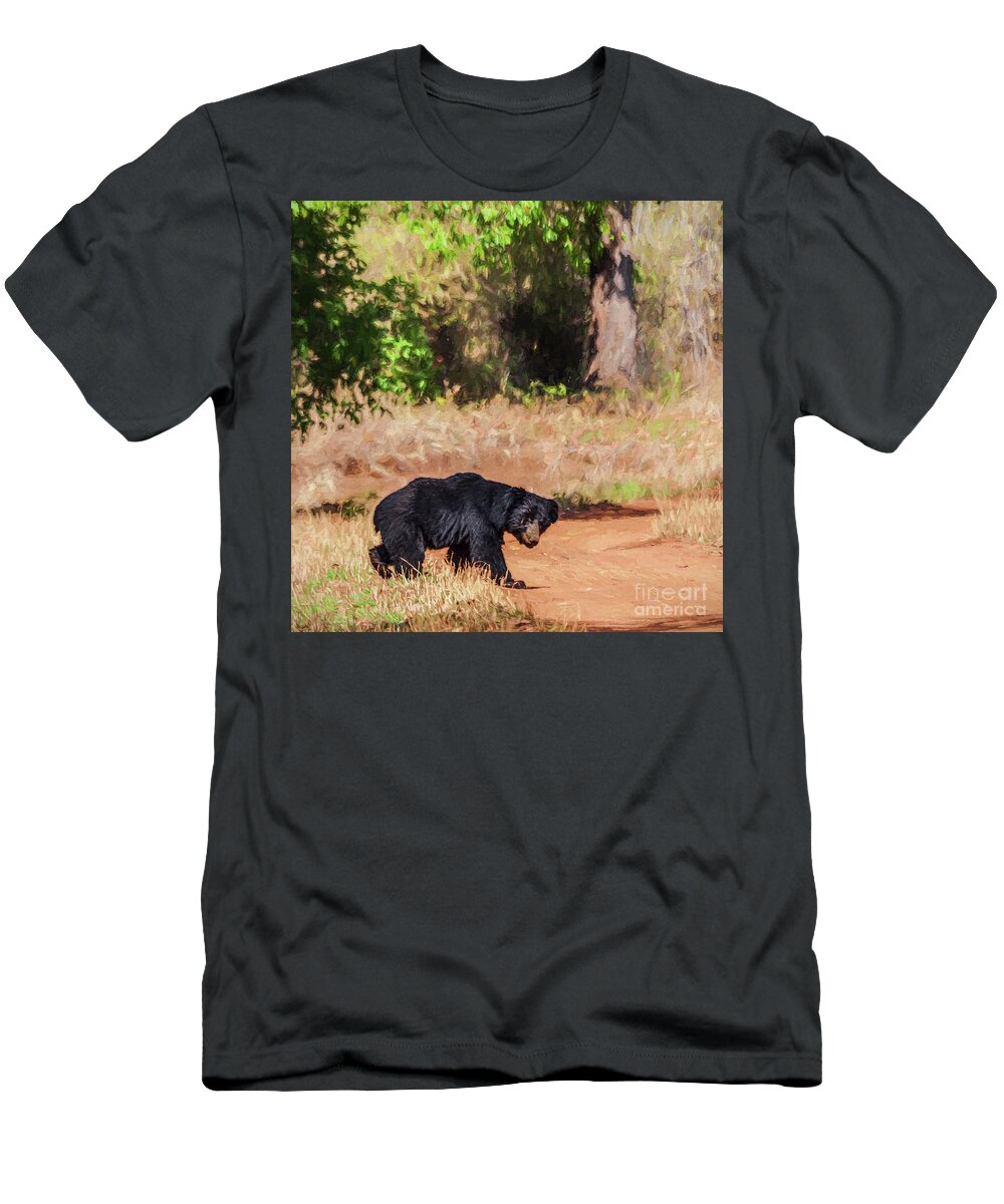 Sloth Bear T-Shirt featuring the digital art Sloth Bear Melursus ursinus by Liz Leyden