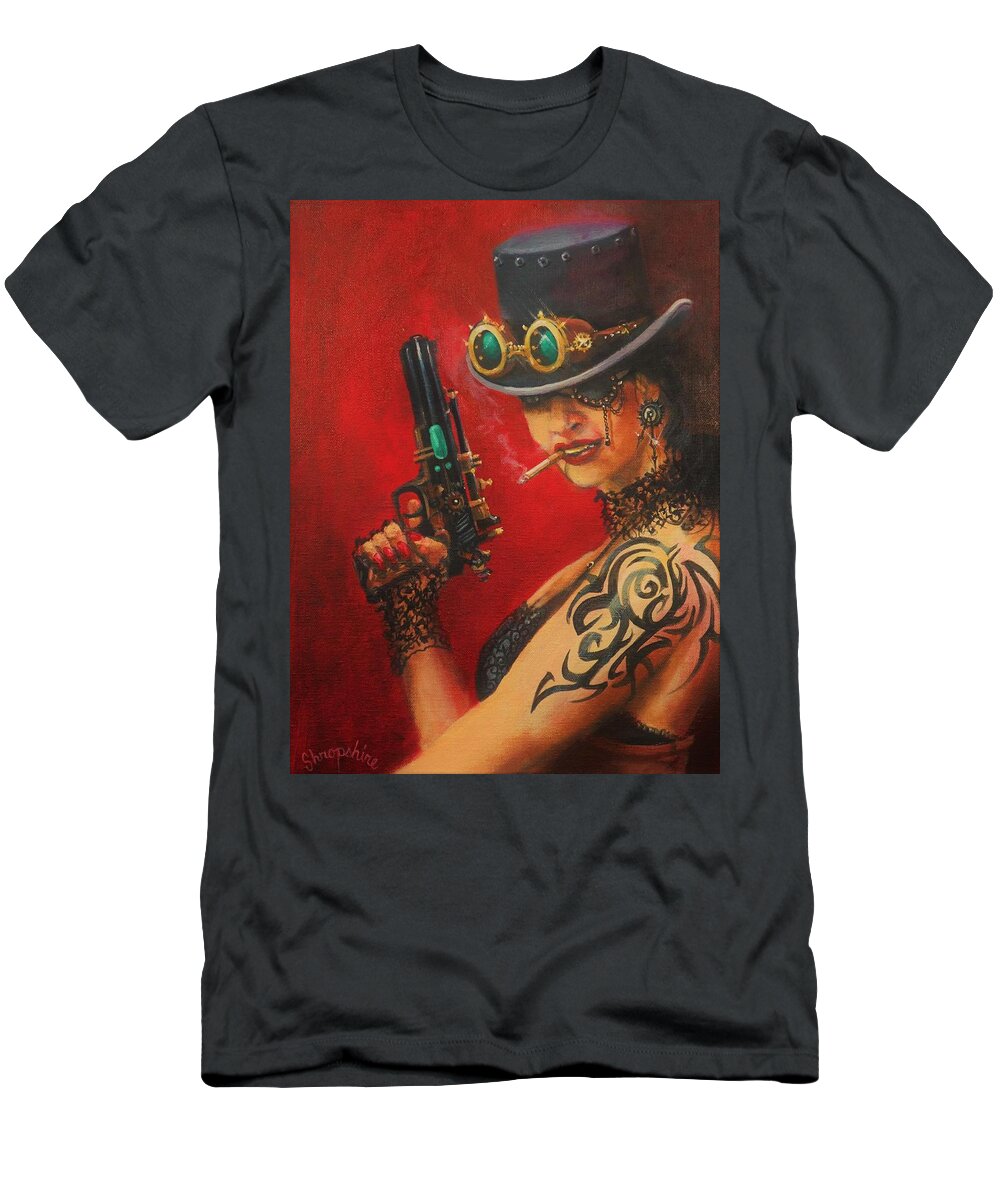 Art Noir T-Shirt featuring the painting Smokin' Hot by Tom Shropshire