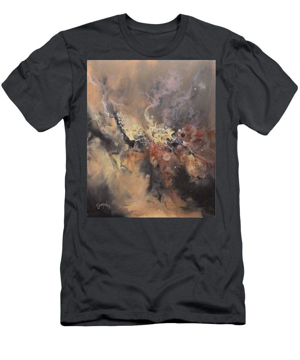Smoldering T-Shirt featuring the painting Smoldering by Tom Shropshire
