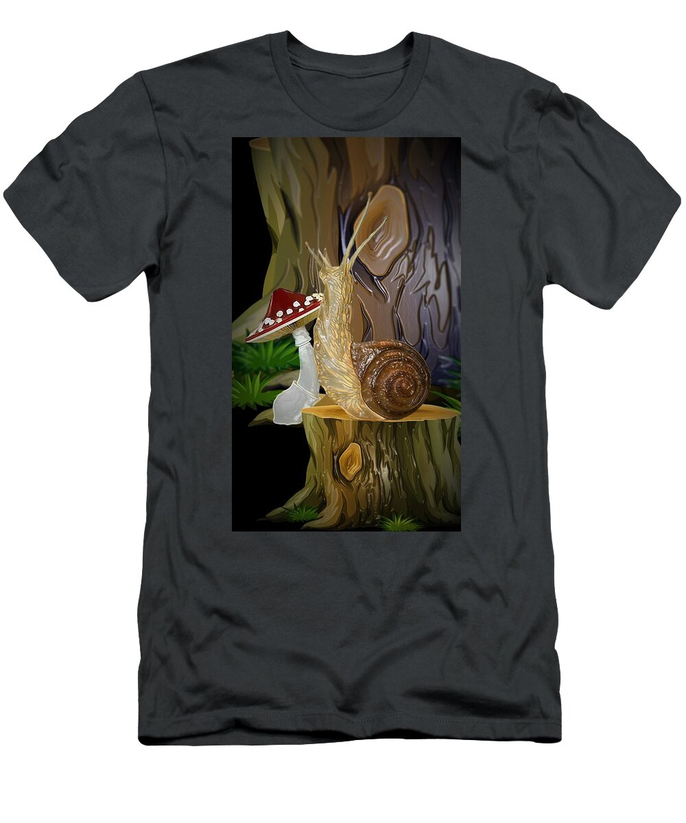 Snail Topia T-Shirt featuring the digital art Snail Topia 6 by Aldane Wynter
