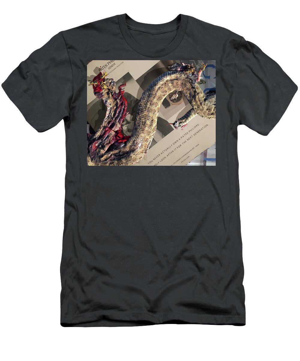 Mashup T-Shirt featuring the mixed media Snake, blood, and money by Jonathan Thompson