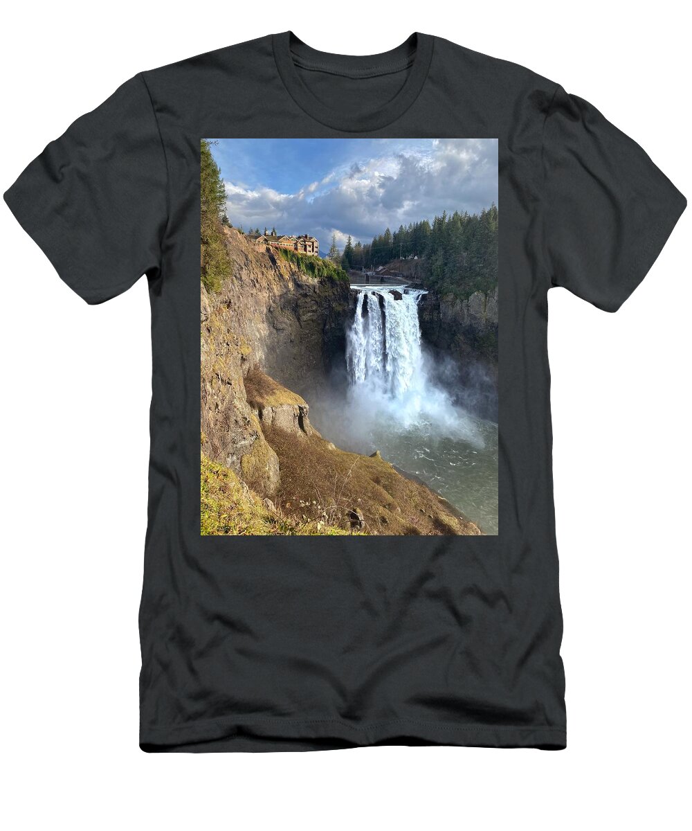 Snoqualmie T-Shirt featuring the photograph Snoqualmie Falls by Jerry Abbott