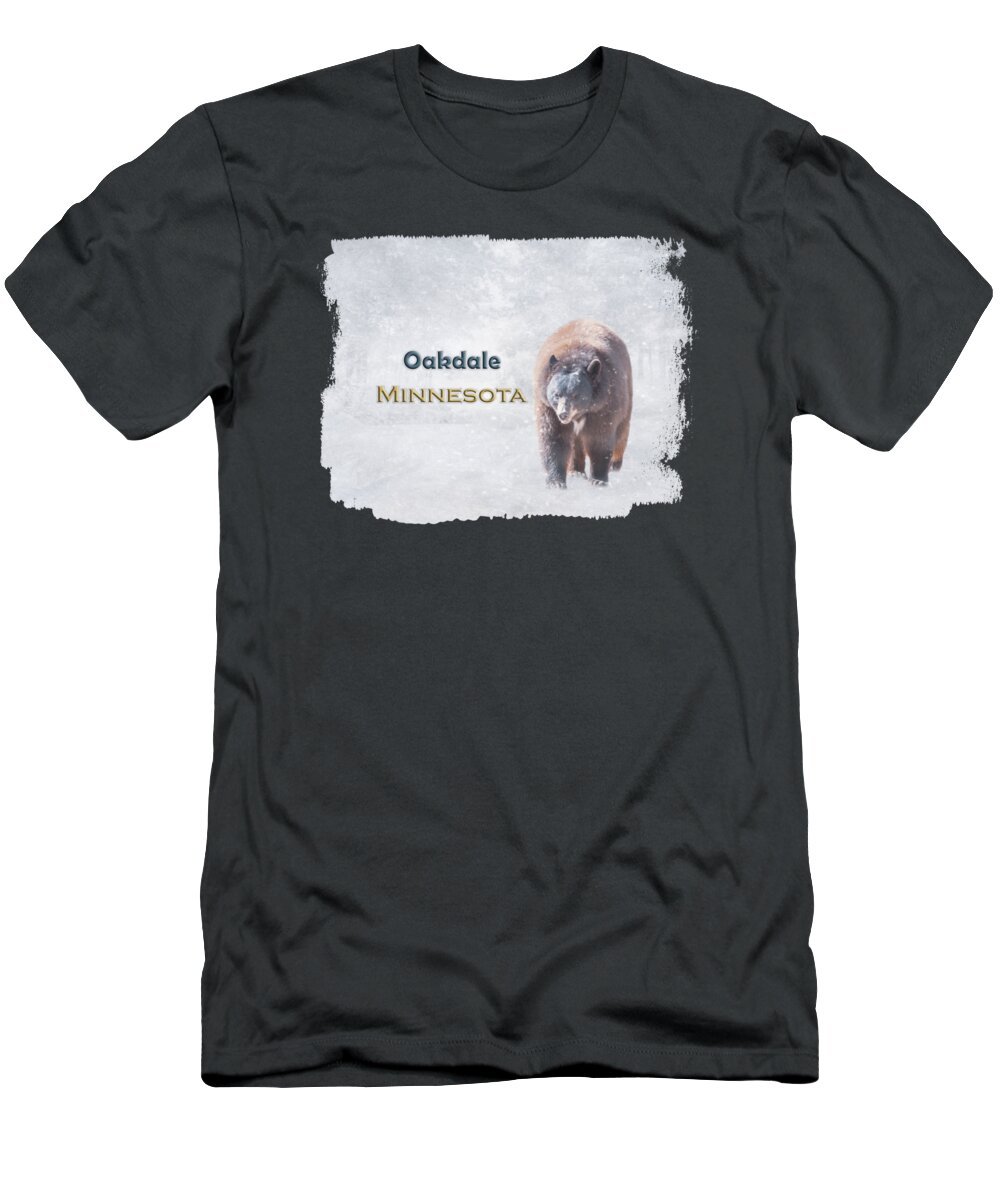 Oakdale T-Shirt featuring the mixed media Snow Bear Oakdale Minnesota by Elisabeth Lucas