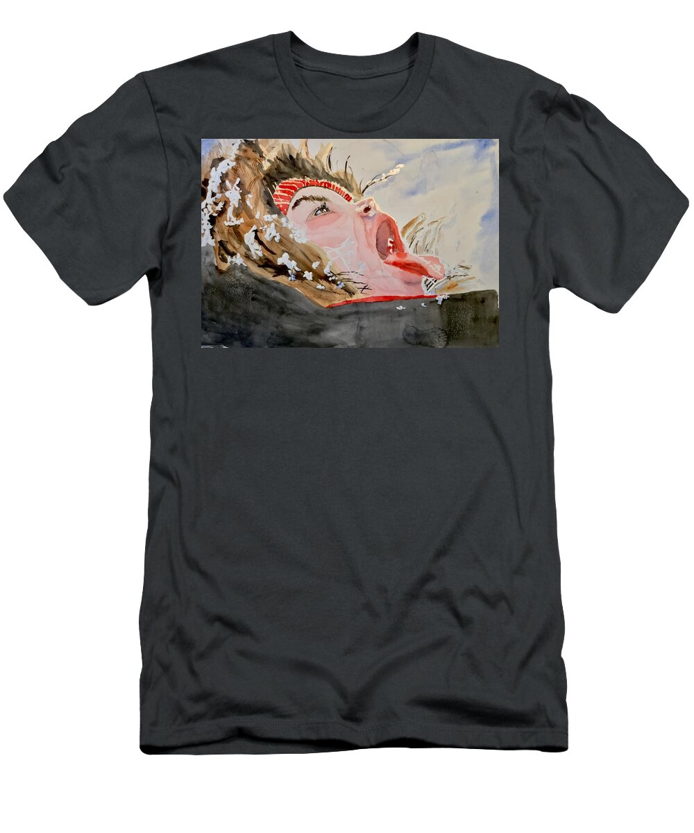 Watercolor T-Shirt featuring the painting Snow Catcher by Bryan Brouwer