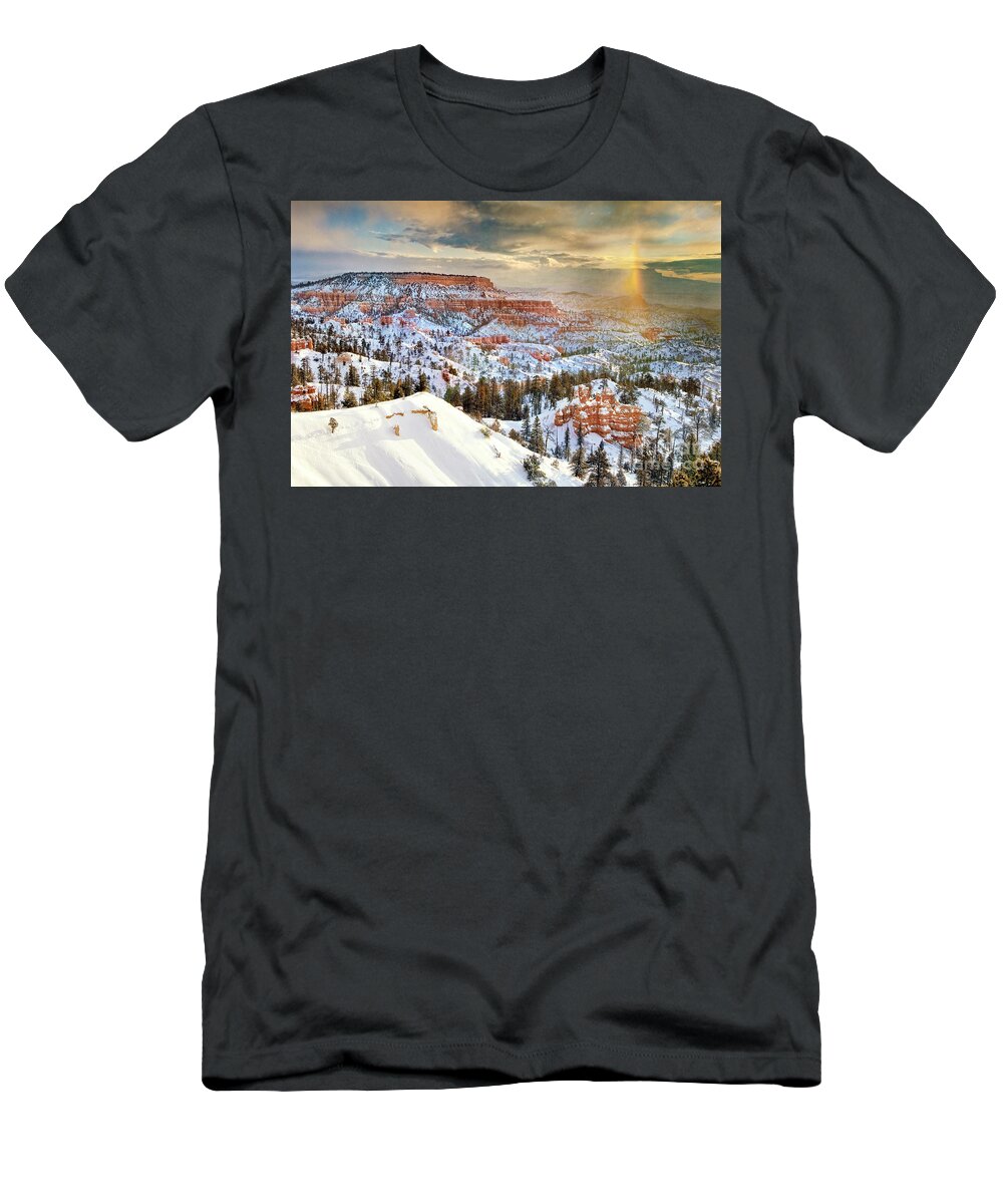 Bryce Canyon National Park T-Shirt featuring the photograph Snowbow During Winter Sunrise Bryce Canyon National Park Utah by Dave Welling