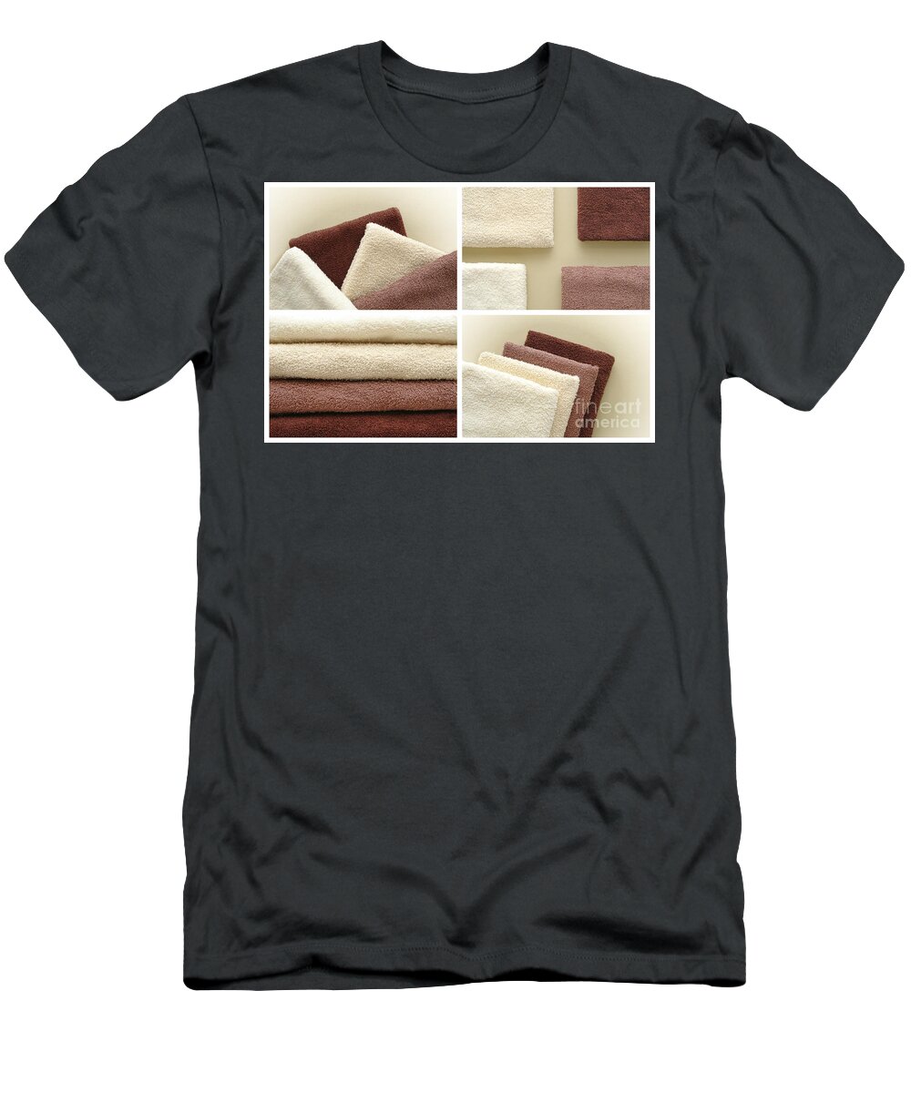 Bath T-Shirt featuring the photograph Soft and Fluffy Beige to Brown Cotton Bath Towels by Olivier Le Queinec