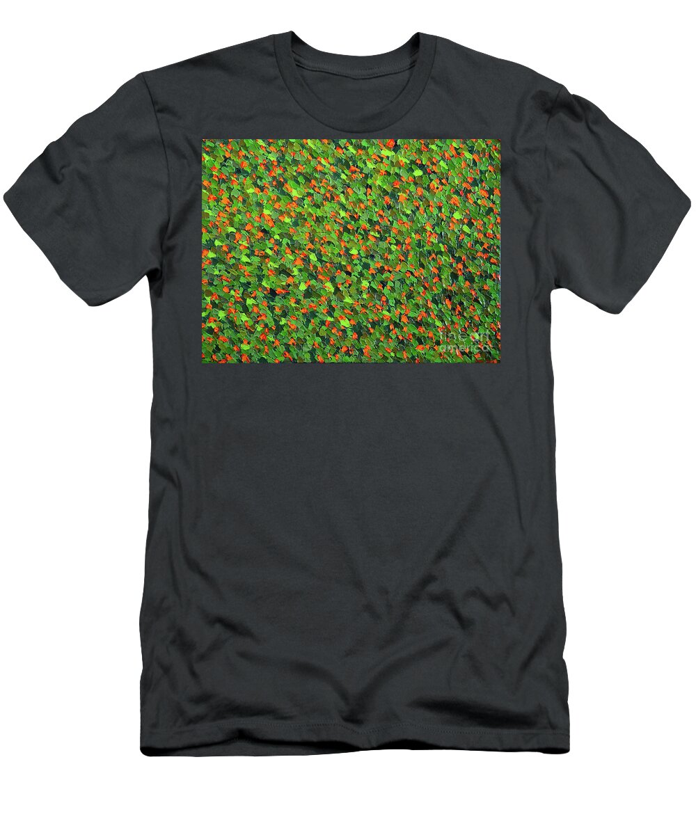Abstract T-Shirt featuring the painting Soft Green with Cadmium Red by Dean Triolo