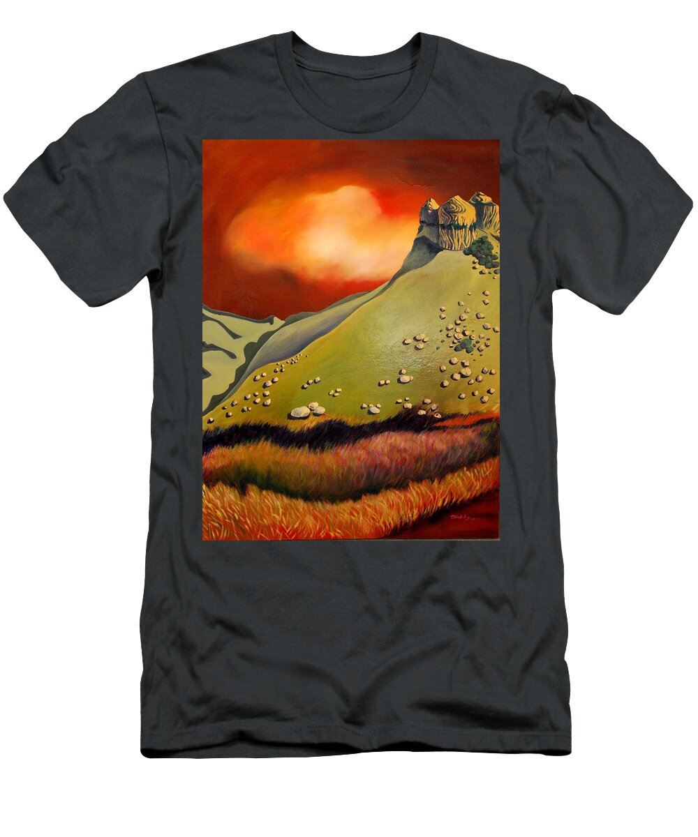 Hills T-Shirt featuring the painting Soft Hills by Franci Hepburn