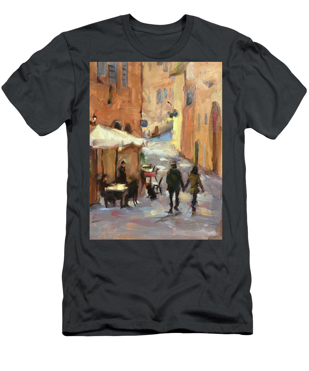 Florence T-Shirt featuring the painting Soft light of day by Ashlee Trcka