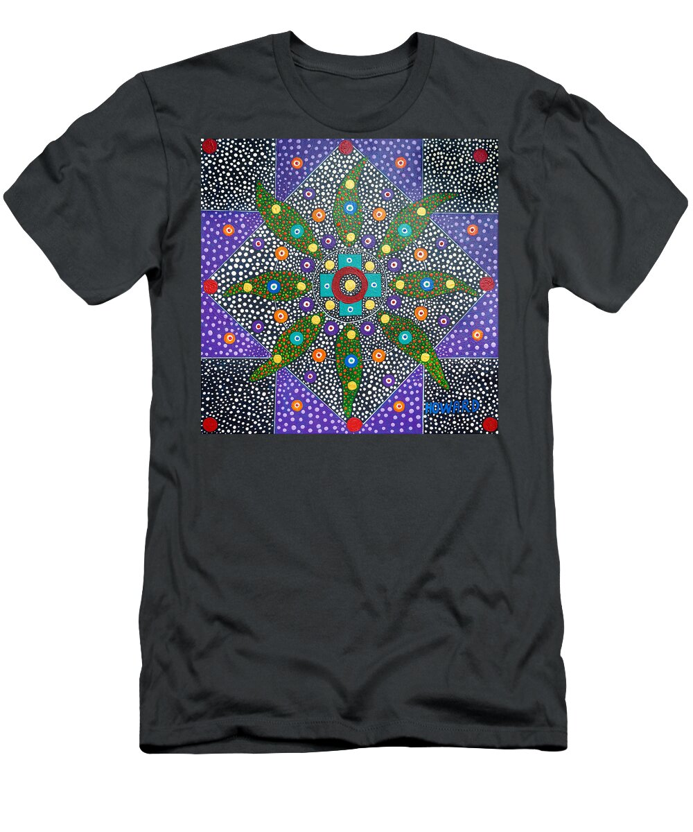 Shamanism T-Shirt featuring the painting Solar Cross by Howard G Charing