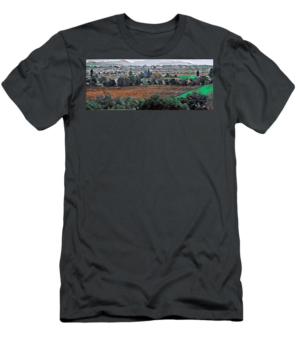 Sonoma Valley California Vineyards Hdr Special Effects Olympus Photoshop Pastoral Landscape T-Shirt featuring the photograph Sonoma Valley Vineyards by Farol Tomson