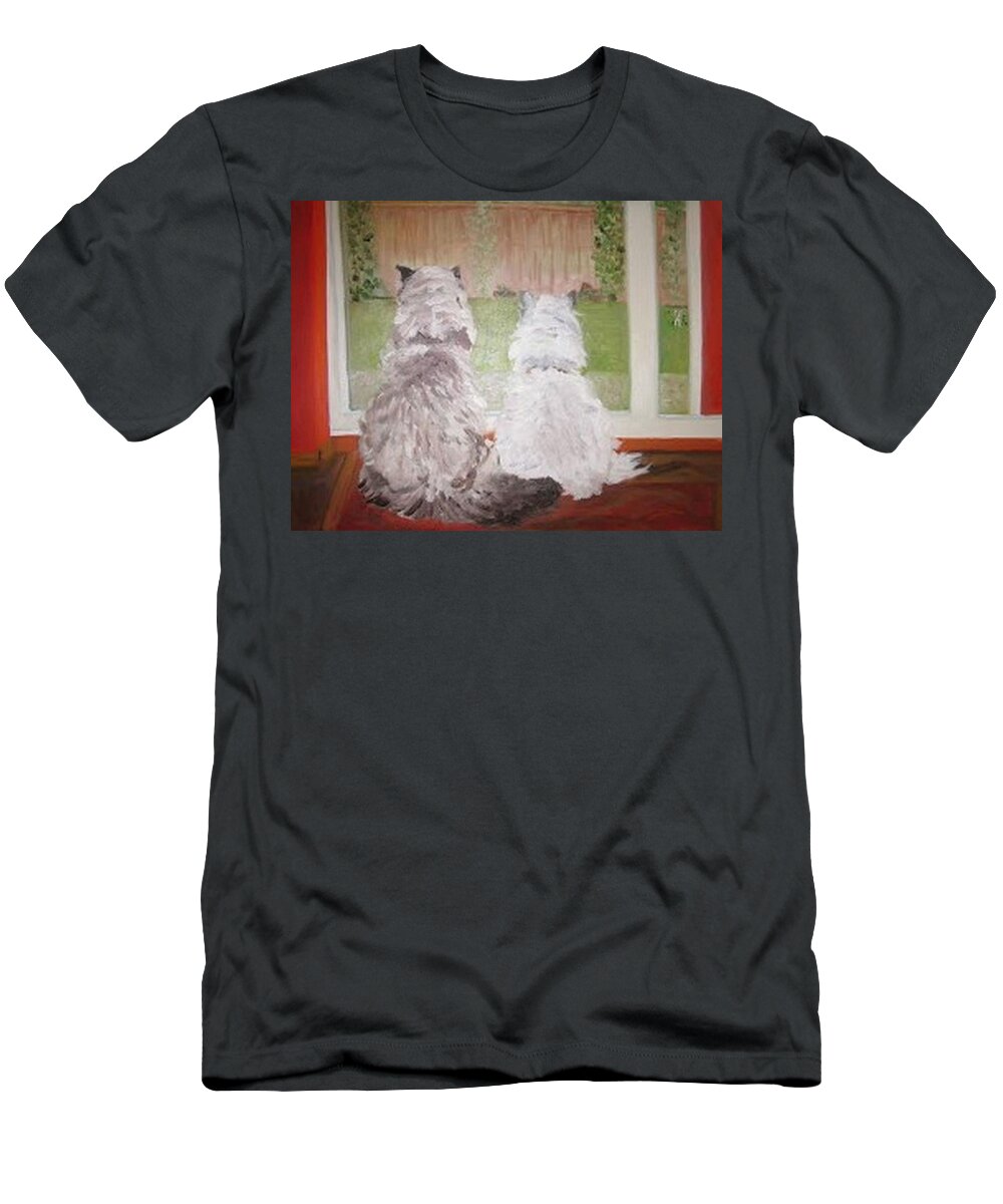 Himalayans T-Shirt featuring the painting Sookie and Sebastian by Juliette Becker
