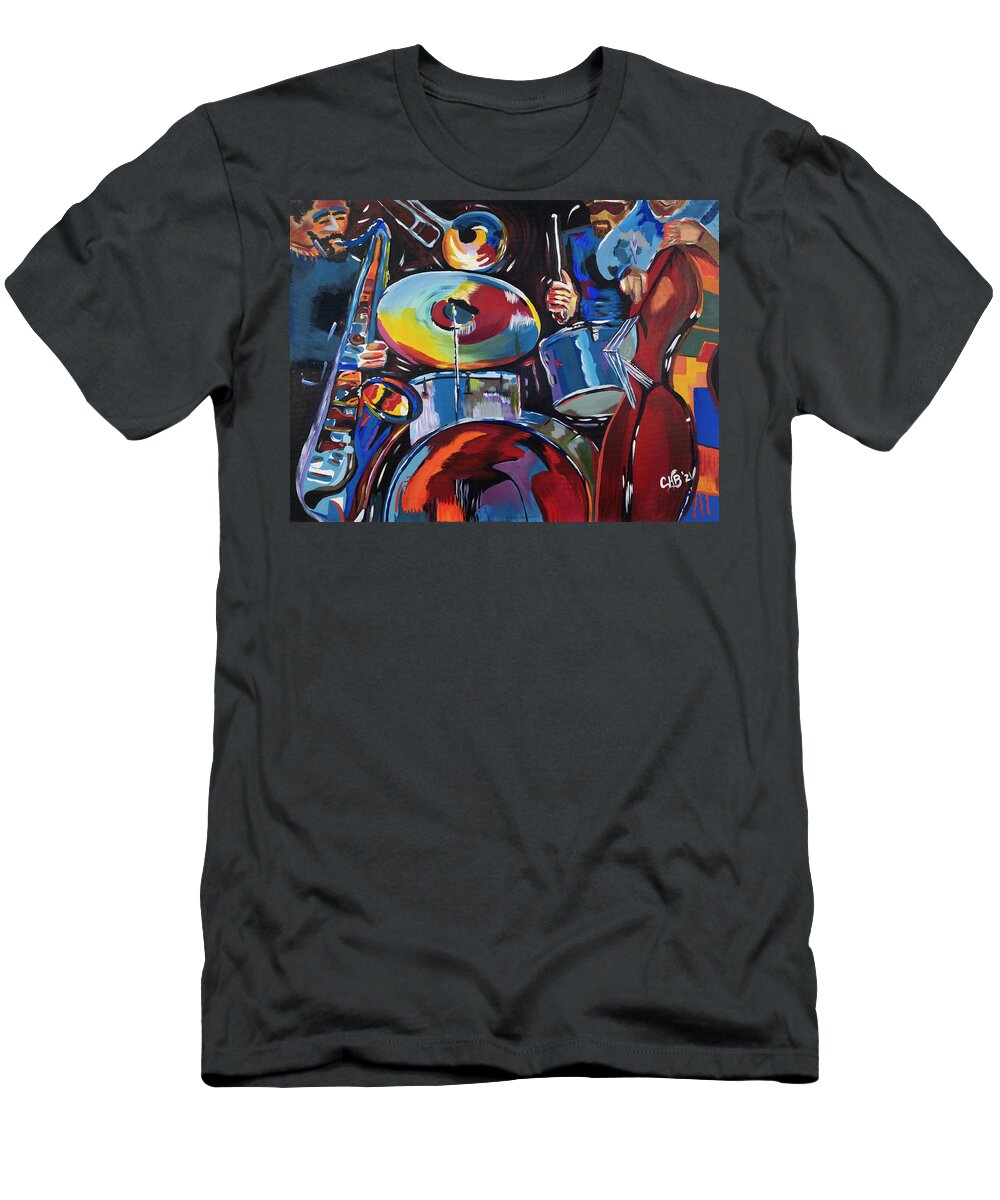 Sound T-Shirt featuring the painting Sounds of Jazz by Chiquita Howard-Bostic
