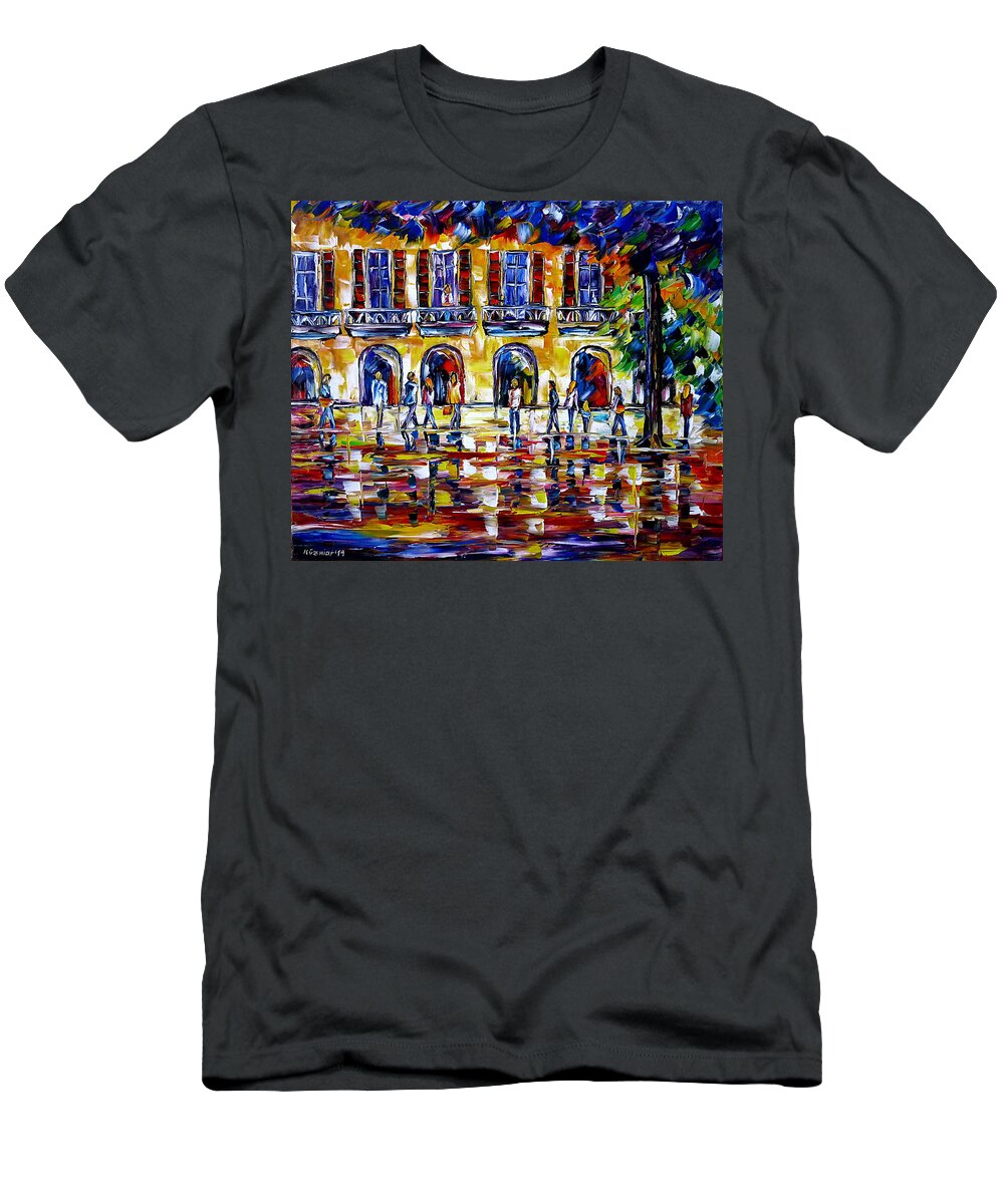 People In The City T-Shirt featuring the painting Southern City Scenery by Mirek Kuzniar