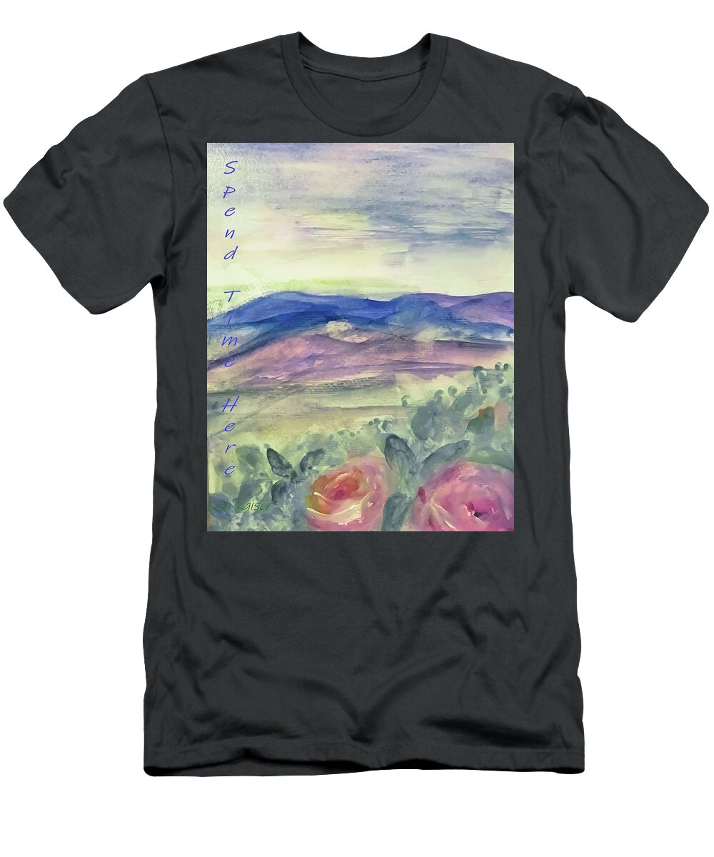 Watercolor T-Shirt featuring the painting Spend Time Here by Lisa Kaiser