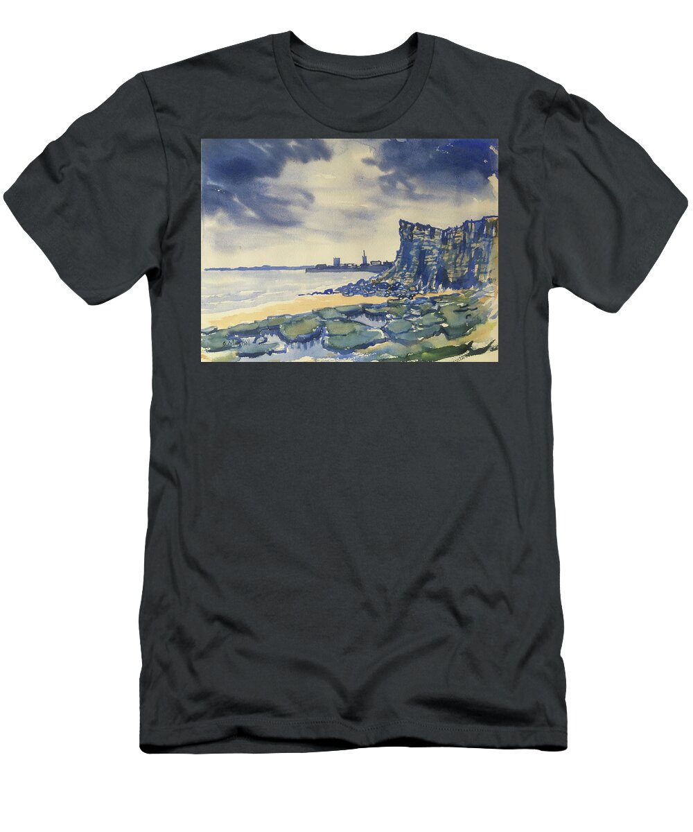 Watercolour T-Shirt featuring the painting Sponge Beds at Sewerby by Glenn Marshall