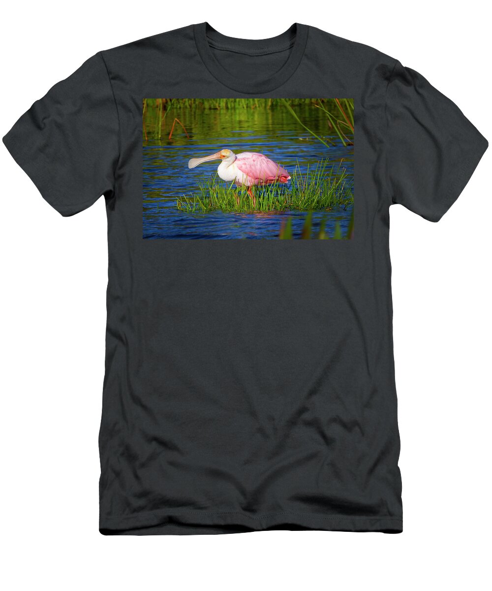 Spoonbill T-Shirt featuring the photograph Spoonbill at Sunset by Mark Andrew Thomas