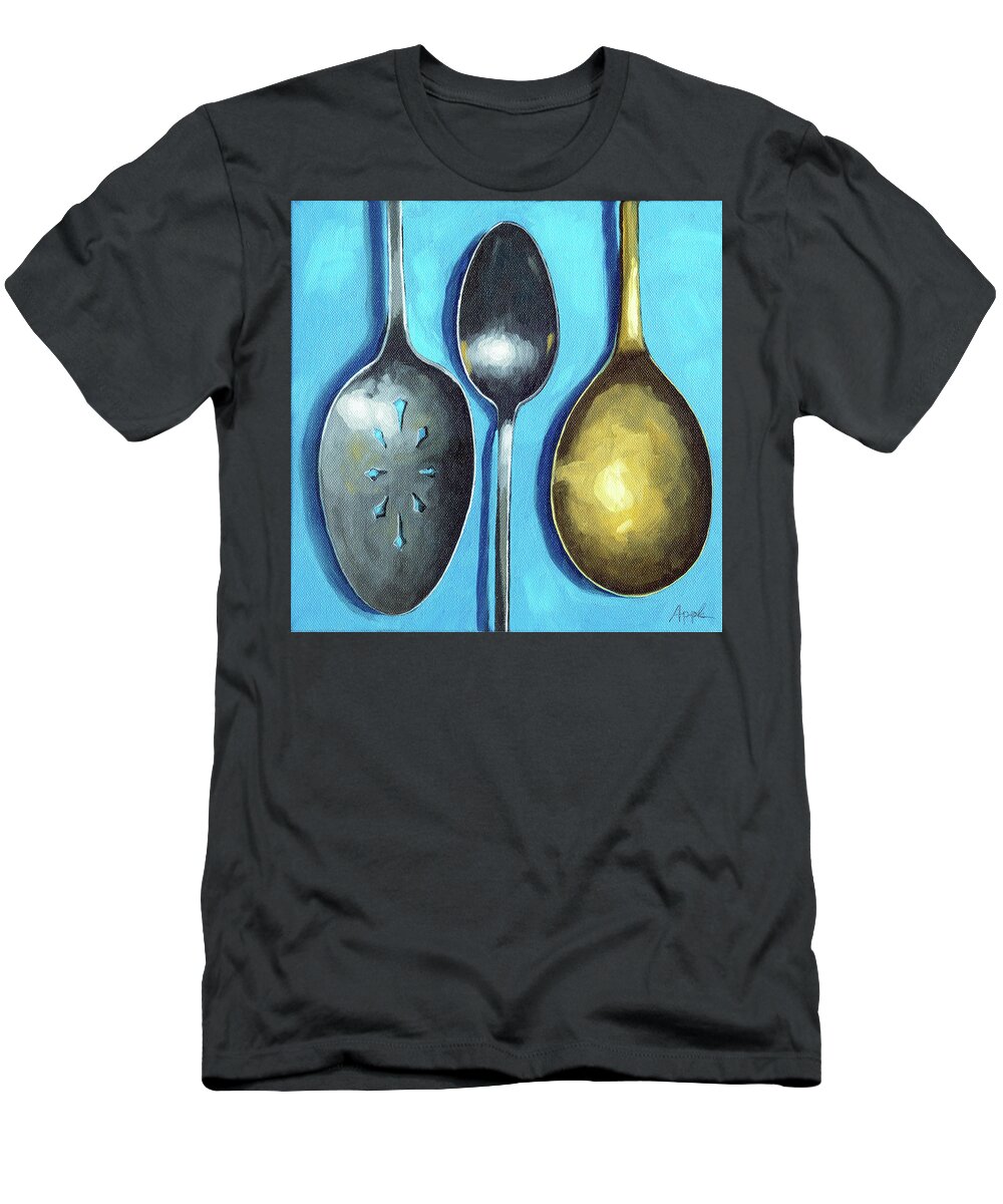 Spoons T-Shirt featuring the painting Spoons oil painting by Linda Apple