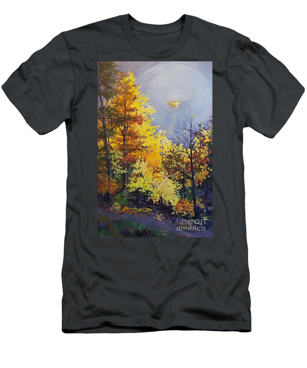 Trees T-Shirt featuring the painting Spotlight on Autumn by Merana Cadorette