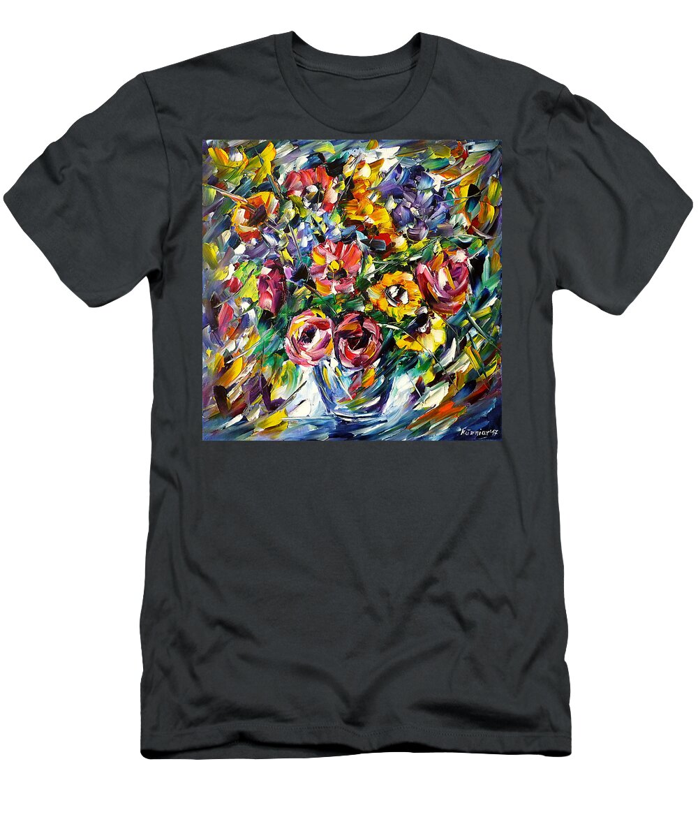 Flower Love T-Shirt featuring the painting Spring Flowers by Mirek Kuzniar
