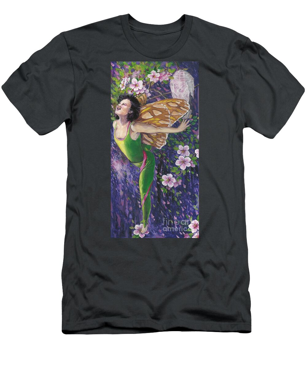 Spring T-Shirt featuring the painting Spring Sprite by Merana Cadorette
