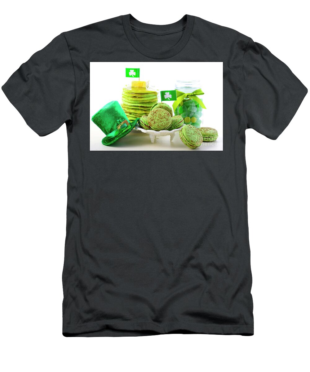 Biscuit T-Shirt featuring the photograph St Patricks Day green party food. by Milleflore Images
