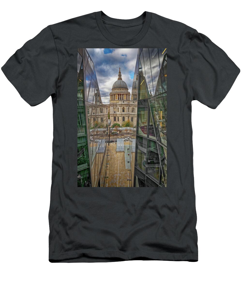 St Pauls T-Shirt featuring the photograph St Pauls Cathedral London from the lift in One New Change by John Gilham