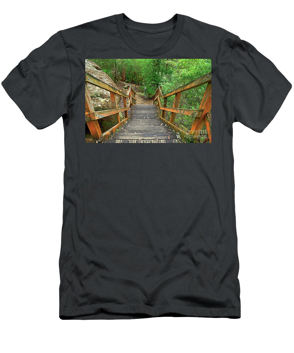 Stairs T-Shirt featuring the photograph Stairs to the Falls by Kaye Menner by Kaye Menner